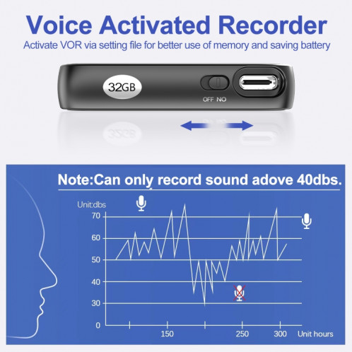 Enregistreur vocal intelligent HD C18 avec câble OTG, capacité : 32 Go SH3002392-08